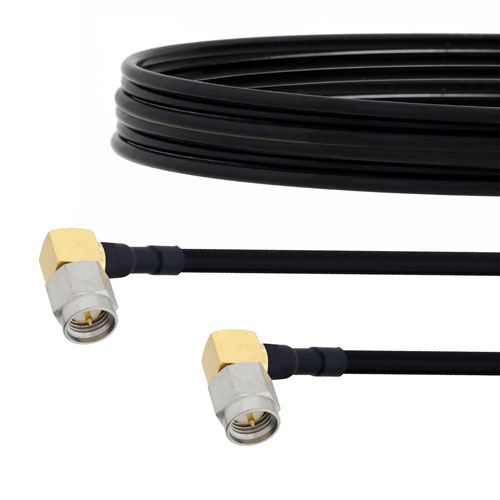 RA SMA Male to RA SMA Male Cable FM-SR141TBJ Coax in 12 Inch with LF Solder FMCA2124-12