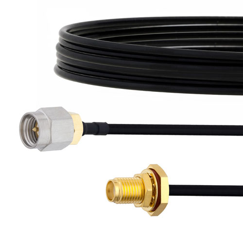 SMA Male to SMA Female Bulkhead Cable FM-SR141TBJ Coax in 36 Inch FMCA2127-36