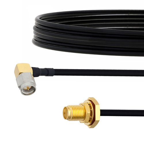 RA SMA Male to SMA Female Bulkhead Cable FM-SR141TBJ Coax in 12 Inch with LF Solder FMCA2128-12