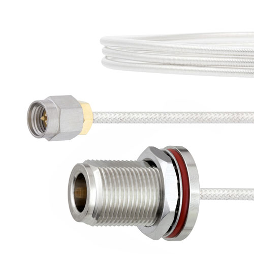 SMA Male to N Female Bulkhead Cable FM-SR086TB Coax in 6 Inch with LF Solder FMCA2129-6