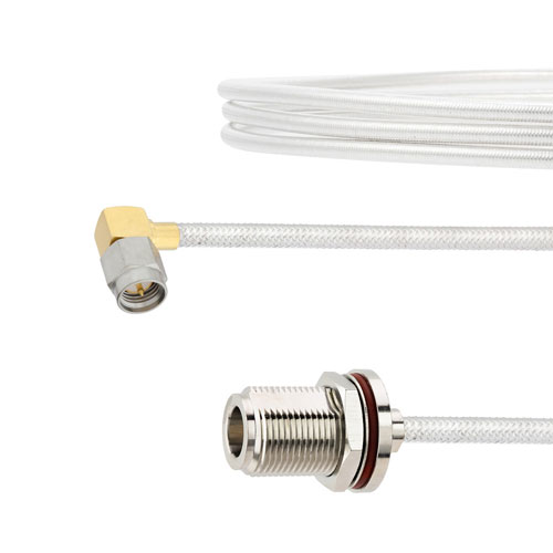 RA SMA Male to N Female Bulkhead Cable FM-SR141TB Coax in 6 Inch with LF Solder FMCA2132-6