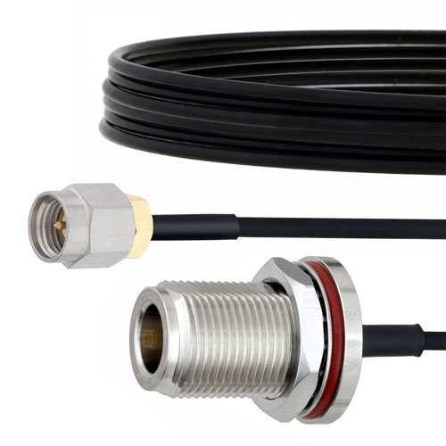 SMA Male to N Female Bulkhead Cable FM-SR086TBJ Coax in 48 Inch with LF Solder FMCA2133-48