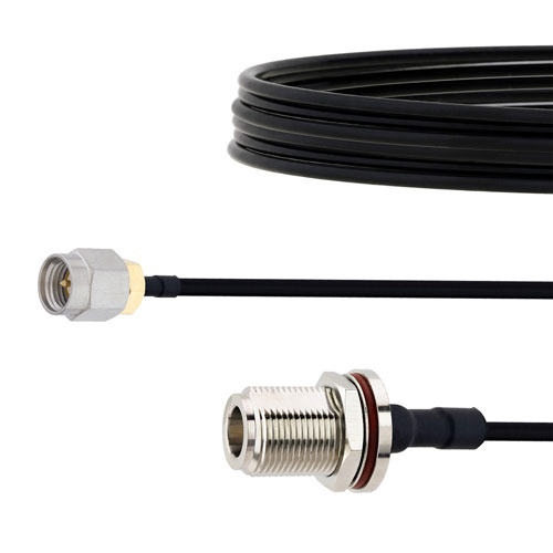 SMA Male to N Female Bulkhead Cable FM-SR141TBJ Coax in 60 Inch with LF Solder FMCA2135-60