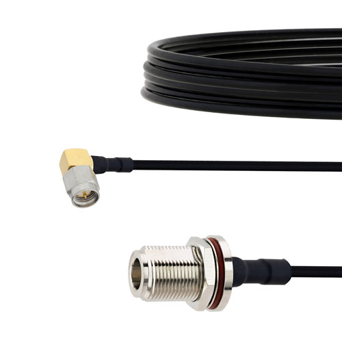 RA SMA Male to N Female Bulkhead Cable FM-SR141TBJ Coax in 48 Inch with LF Solder FMCA2136-48