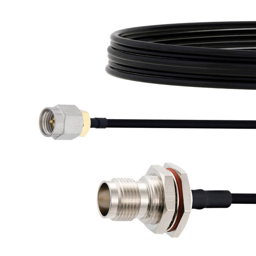 SMA Male to TNC Female Bulkhead Cable FM-SR141TBJ Coax in 12 Inch FMCA2143-12