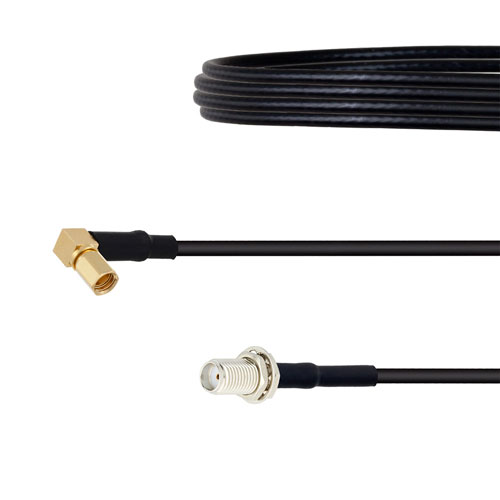 SMA Female Bulkhead to RA SSMC Plug Cable LMR-100 Coax FMCA2151