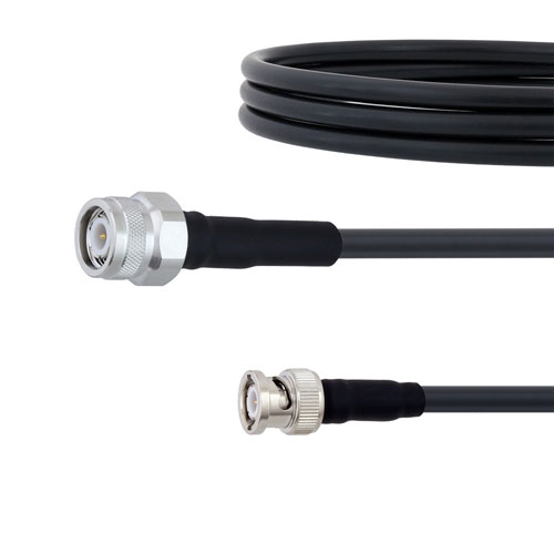 Low Loss TNC Male to BNC Male Cable LMR-240 Coax in 12 Inch with Times Microwave Connectors FMCA2163-12