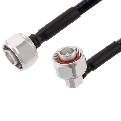 Low PIM 4.1/9.5 Mini DIN Male to RA 4.1/9.5 Mini DIN Male Cable 1/4 inch Superflexible Coax in 100 Cm FMCA2231-100CM