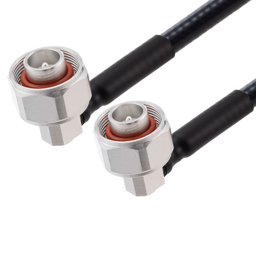 Low PIM RA 4.1/9.5 Mini DIN Male to RA 4.1/9.5 Mini DIN Male Cable 1/4 inch Superflexible Coax in 12 Inch FMCA2234-12