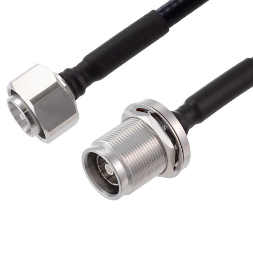 Low PIM 4.3-10 Male to 4.3-10 Female Bulkhead Cable 1/4 inch Superflexible Coax in 48 Inch FMCA2240-48