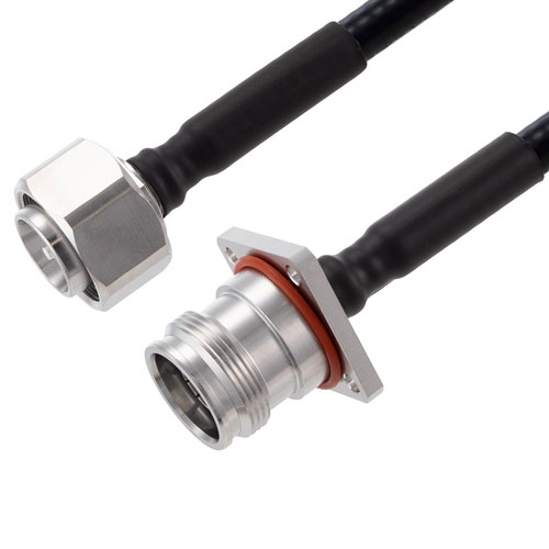 Low PIM 4.3-10 Male to 4.3-10 Female 4 Hole Flange Cable 1/4 inch Superflexible Coax in 150 Cm FMCA2241-150CM