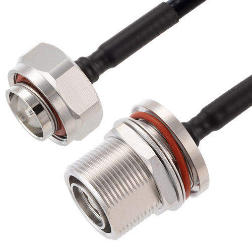 Low PIM 7/16 DIN Male to 7/16 DIN Female Bulkhead Cable 1/4 inch Superflexible Coax in 100 Cm FMCA2249-100CM