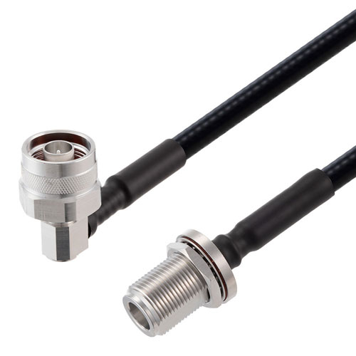 Low PIM RA N Male to N Female Bulkhead Cable 1/4 inch Superflexible Coax in 60 Inch FMCA2259-60