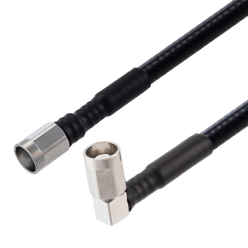 Low PIM NEX10 Male to RA NEX10 Male Cable 1/4 inch Superflexible Coax in 24 Inch FMCA2261-24