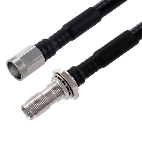 Low PIM NEX10 Male to NEX10 Female Bulkhead Cable 1/4 inch Superflexible Coax in 36 Inch FMCA2263-36