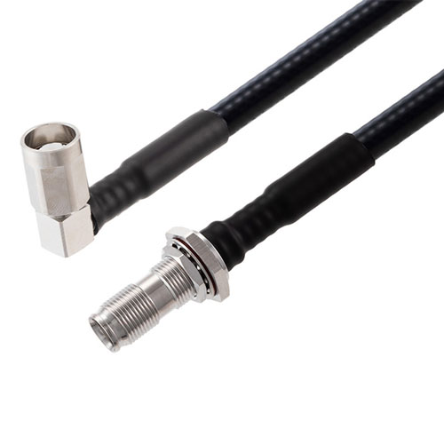 Low PIM RA NEX10 Male to NEX10 Female Bulkhead Cable 1/4 inch Superflexible Coax in 50 Cm FMCA2266-50CM