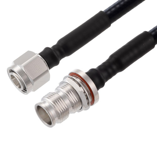 Low PIM 2.2-5 Male to 2.2-5 Female Bulkhead Cable 1/4 inch Superflexible Coax in 60 Inch FMCA2270-60