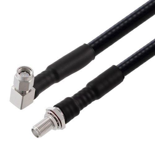 Low PIM RA SMA Male to SMA Female Bulkhead Cable 1/4 inch Superflexible Coax in 100 Cm FMCA2280-100CM