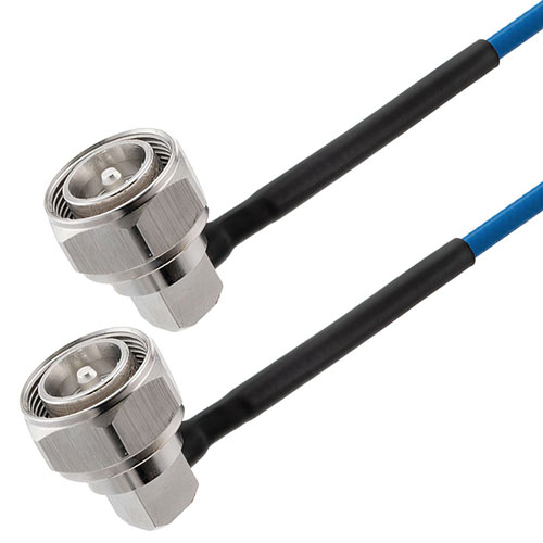 4.3-10 Male Right Angle to 4.3-10 Male Right Angle Low PIM Cable 100 CM Length Using TFT-402 Coax Using Times Microwave Components FMCA2306-100CM