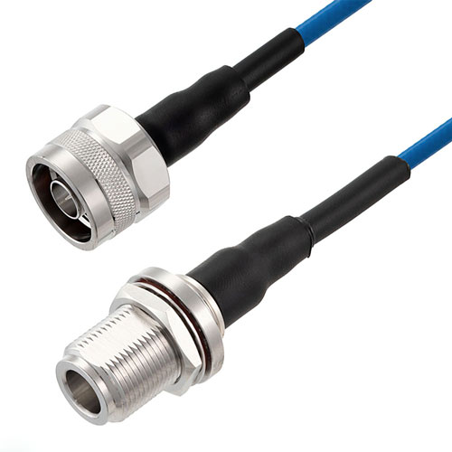 N Male to N Female Bulkhead Low PIM Cable 36 Inch Length Using TFT-402 Coax Using Times Microwave Components FMCA2320-36