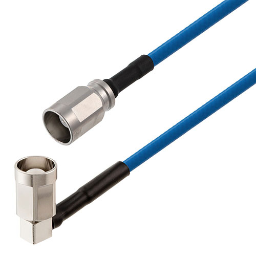NEX10 Male to NEX10 Male Right Angle Low PIM Cable 50 CM Length Using TFT-402 Coax Using Times Microwave Components FMCA2322-50CM