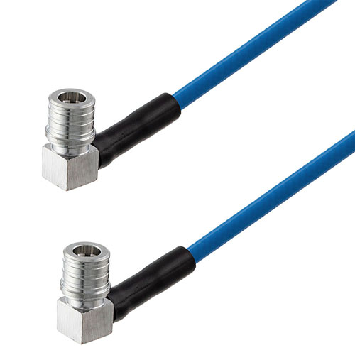 QMA Male Right Angle to QMA Male Right Angle Low PIM Cable 12 Inch Length Using TFT-402 Coax Using Times Microwave Components FMCA2325-12