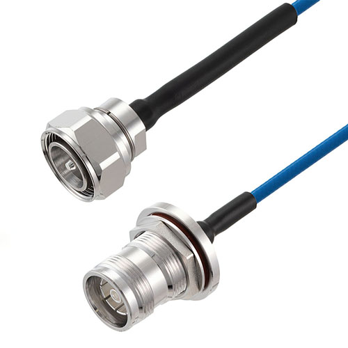 4.3-10 Male to 4.3-10 Female Bulkhead Low PIM Cable 60 Inch Length Using TFT-5G-402 Coax Using Times Microwave Components FMCA2337-60