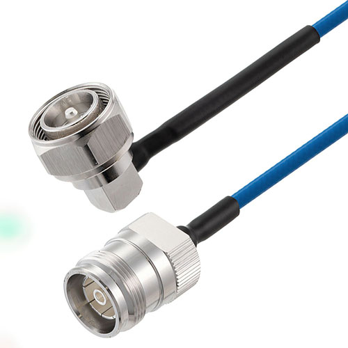 4.3-10 Male Right Angle to 4.3-10 Female Low PIM Cable 48 Inch Length Using TFT-5G-402 Coax Using Times Microwave Components FMCA2339-48