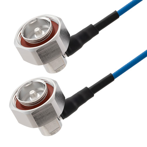 7/16 DIN Male Right Angle to 7/16 DIN Male Right Angle Low PIM Cable Using TFT-5G-402 Coax Using Times Microwave Components FMCA2345