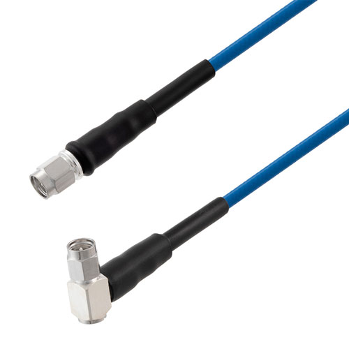 SMA Male to SMA Male Right Angle Low PIM Cable Using TFT-5G-402 Coax Using Times Microwave Components FMCA2359