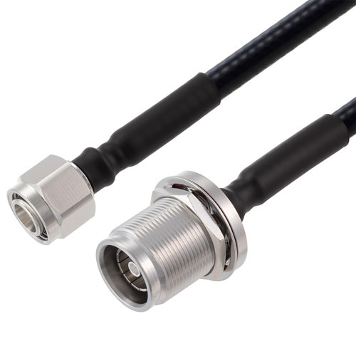 Low PIM 2.2-5 Male to 4.3-10 Female Bulkhead Cable 1/4 inch Superflexible Coax in 48 Inch FMCA2365-48