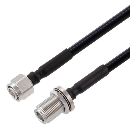Low PIM 2.2-5 Male to N Female Bulkhead Cable 1/4 inch Superflexible Coax in 48 Inch FMCA2374-48