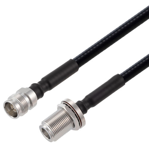 Low PIM 2.2-5 Female to N Female Bulkhead Cable 1/4 inch Superflexible Coax in 24 Inch FMCA2378-24
