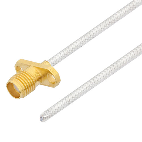 Test Probe SMA Female 2 Hole Flange to Straight Cut Lead Cable FM-SR086TB Coax in 12 Inch FMCA2395-12