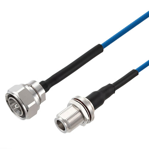 Low PIM 4.3-10 Male to N Female Bulkhead Cable TFT-402 Coax in 48 Inch Using Times Microwave Components FMCA2443-48