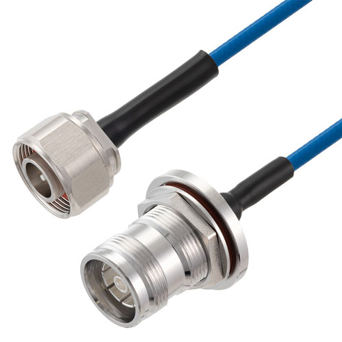 Low PIM 4.1/9.5 Mini DIN Male to 4.3-10 Female Bulkhead Cable TFT-5G-402 Coax in 200 CM Using Times Microwave Components FMCA2464-200CM