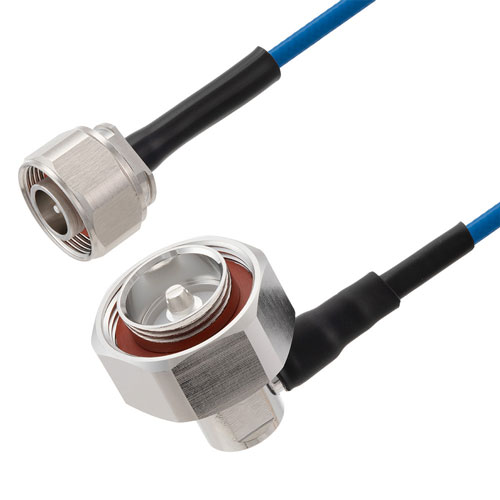 Low PIM 4.1/9.5 Mini DIN Male to RA 7/16 DIN Male Cable TFT-5G-402 Coax in 24 Inch Using Times Microwave Components FMCA2473-24