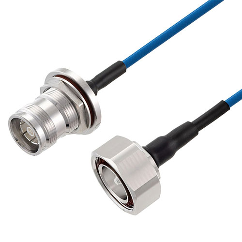 Low PIM 4.3-10 Female Bulkhead to 7/16 DIN Male Cable TFT-5G-402 Coax in 100 CM Using Times Microwave Components FMCA2482-100CM