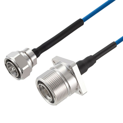 Low PIM 4.3-10 Male to 7/16 DIN Female 4 Hole Flange Cable TFT-402-LF Coax in 60 Inch Using Times Microwave Components FMCA2485-60