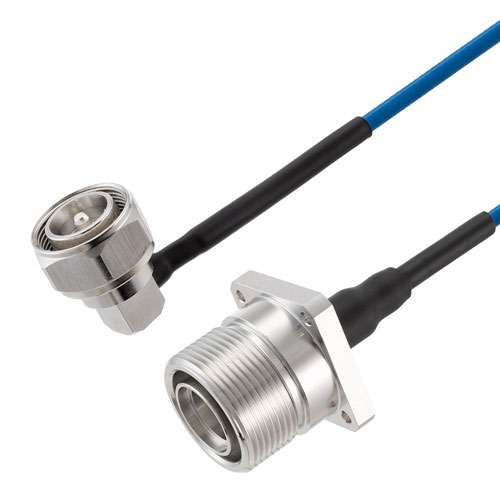 Low PIM RA 4.3-10 Male to 7/16 DIN Female 4 Hole Flange Cable TFT-5G-402 Coax Using Times Microwave Components FMCA2489