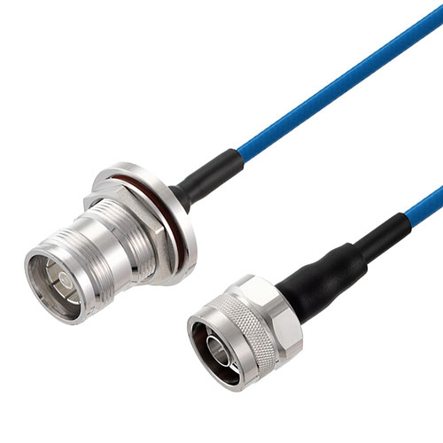 Low PIM 4.3-10 Female Bulkhead to N Male Cable TFT-5G-402 Coax in 150 CM Using Times Microwave Components FMCA2494-150CM