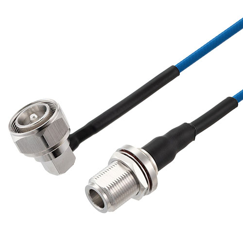 Low PIM RA 4.3-10 Male to N Female Bulkhead Cable TFT-5G-402 Coax in 24 Inch Using Times Microwave Components FMCA2501-24