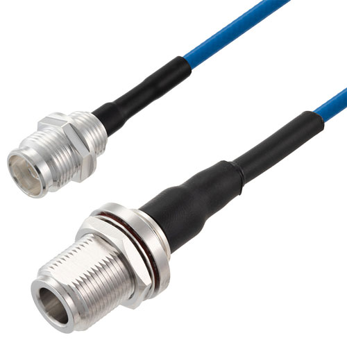 Low PIM 2.2-5 Female to N Female Bulkhead Cable TFT-402 Coax in 48 Inch Using Times Microwave Components FMCA2525-48