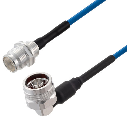 Low PIM 2.2-5 Female to RA N Male Cable TFT-5G-402 Coax in 24 Inch Using Times Microwave Components FMCA2531-24