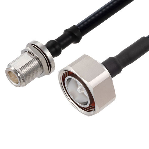 Fire Rated Low PIM 7/16 DIN Male to N Female Bulkhead Cable SPF-250 Coax in 7 Inch Using Times Microwave Parts FMCA2541