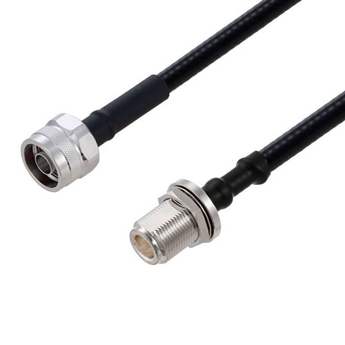 Fire Rated Low PIM N Male to N Female Bulkhead Cable SPF-250 Coax Using Times Microwave Parts FMCA2547-150CM