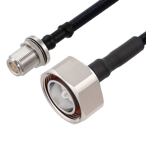 Outdoor Rated Low PIM 7/16 DIN Male to N Female Bulkhead Cable SPO-250 Coax Using Times Microwave Parts FMCA2557-60