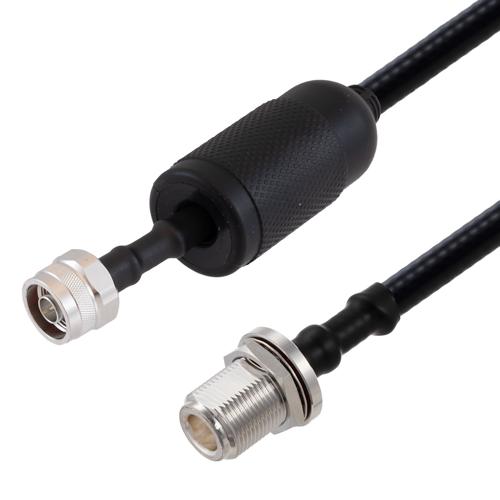 Low Loss N Male to N Female Bulkhead Weatherproof Cable SPO-250 Coax in 24 Inch with Times Microwave Components FMCA2563/WP-24