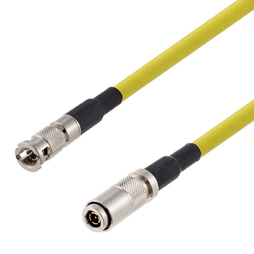 12G SDI 75 Ohm HD-BNC Male to 75 Ohm 1.0/2.3 Male Cable 75 Ohm 4855R-YW Coax in 12 Inch FMCA2608/YW-12