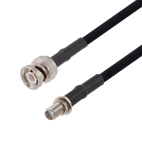 SMA Female Bulkhead to BNC Male Cable in 24 Inch Length Using RG223 Coax FMCA2678-24